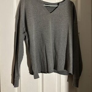 Torrid Charcoal V-Neck Cropped Sweatshirt